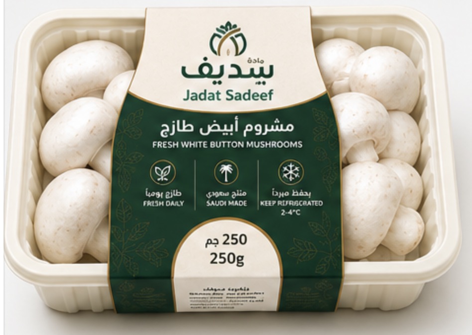 Jadat Sadeef fresh white button mushrooms package